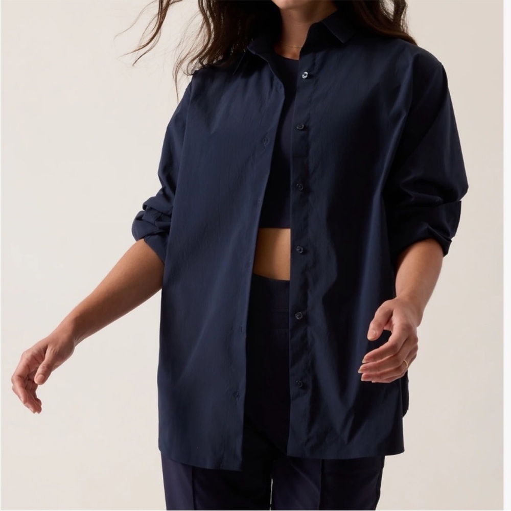 NWT Athleta Oversized Poplin Top - W’s S, Navy